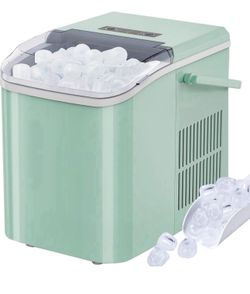 Ice Maker, Portable Countertop Icemaker Machine, Self Cleaning Quiet 2 Sizes Bullet Cubes Makers, 9 Cubes in 6 Mins, 26.5lbs/24Hrs with Ice Scoop, Bas