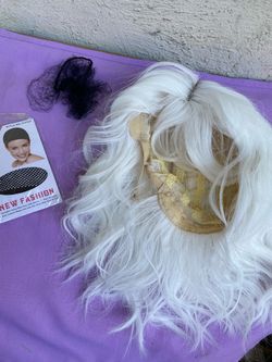 Long White Wavy Costume Wig
