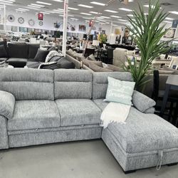 SOFA SLEEPER W STORAGE CHAISE +CONSOLE USB&  DRINK HOLDER!!!!
