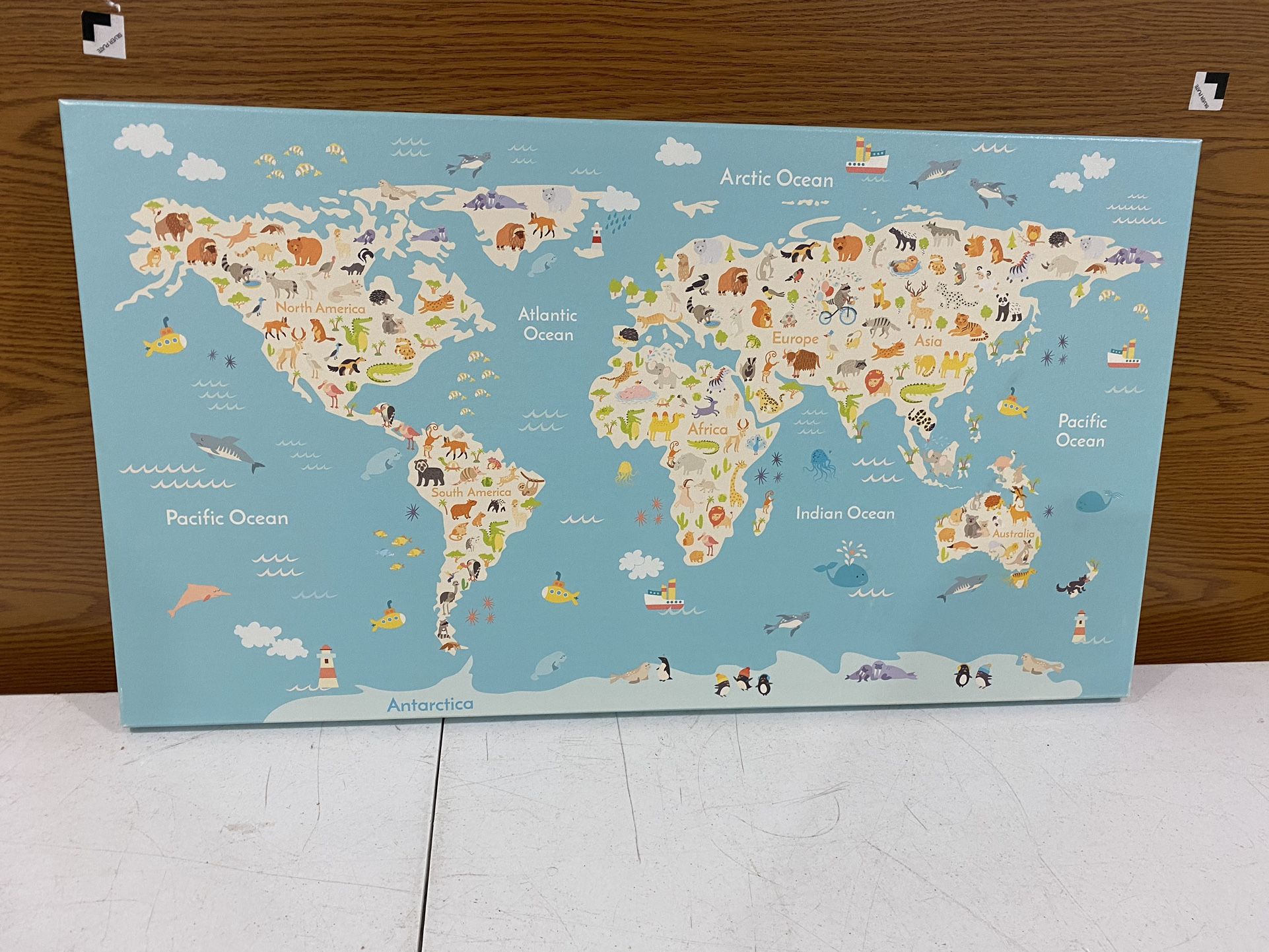 Education map atlas Cartoon Map Animal Backdrop for Photography Kids Party Decor Babyroom Wallpaper