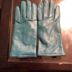 Women’s Leather Thinsulate Turquoise Medium Gloves