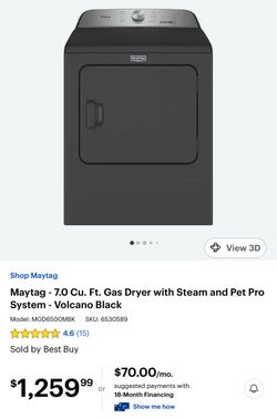 Pet Pro 7.0-cu ft Vented Gas Dryer with Steam Cycle(Volcano Black)(Brand New)
