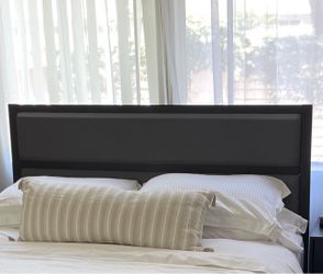 Dark Gray Upholstered Bed Headboard