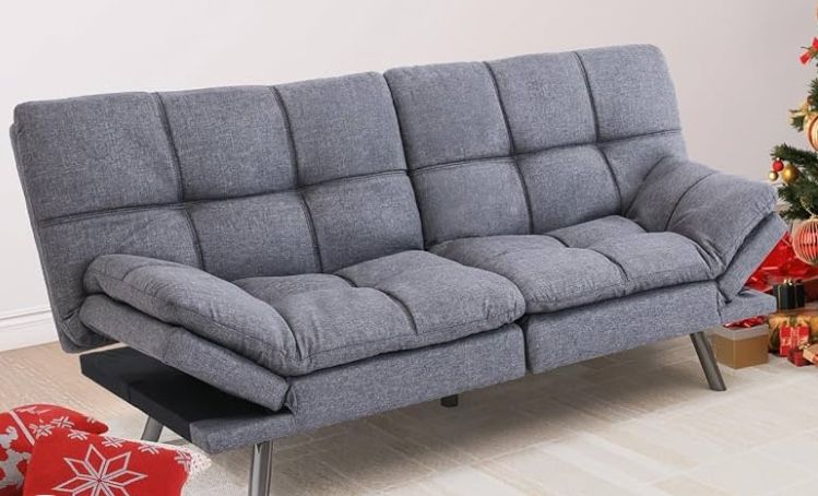 Dark Grey Convertible Futon Sofa Bed (Klik Klak / Click Clack / Coddle)