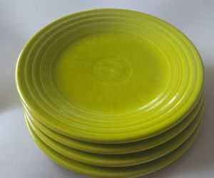 Set of 4 Genuine Fiesta 8.5" Green Salad/Lunch Plates – Bright Chartreuse – USA
