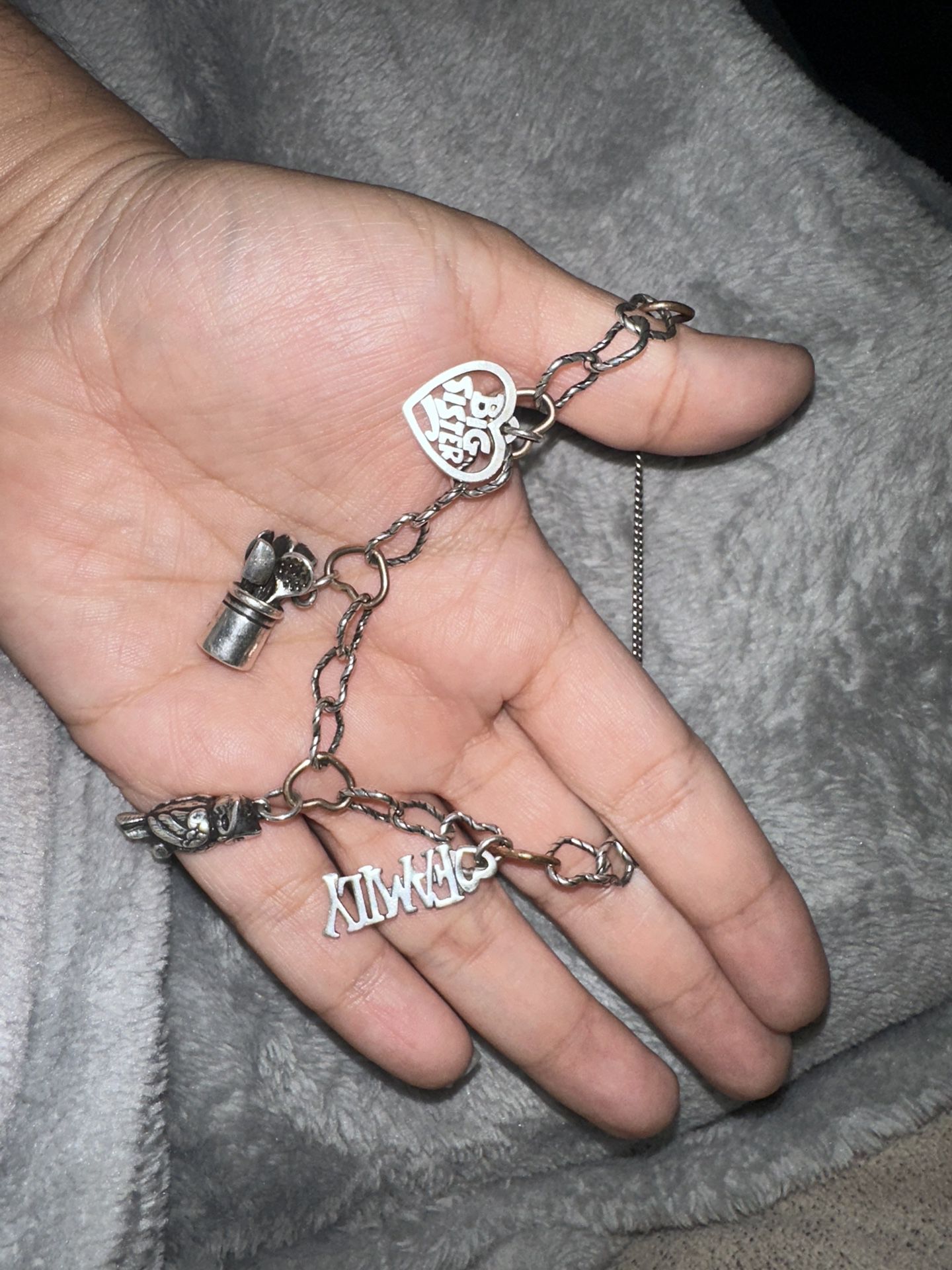 Twisted Wire Charm Bracelet With Charms 