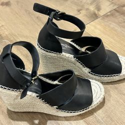 Treasure & Bond Sannibel Platform Wedge Black Sandals 7.5