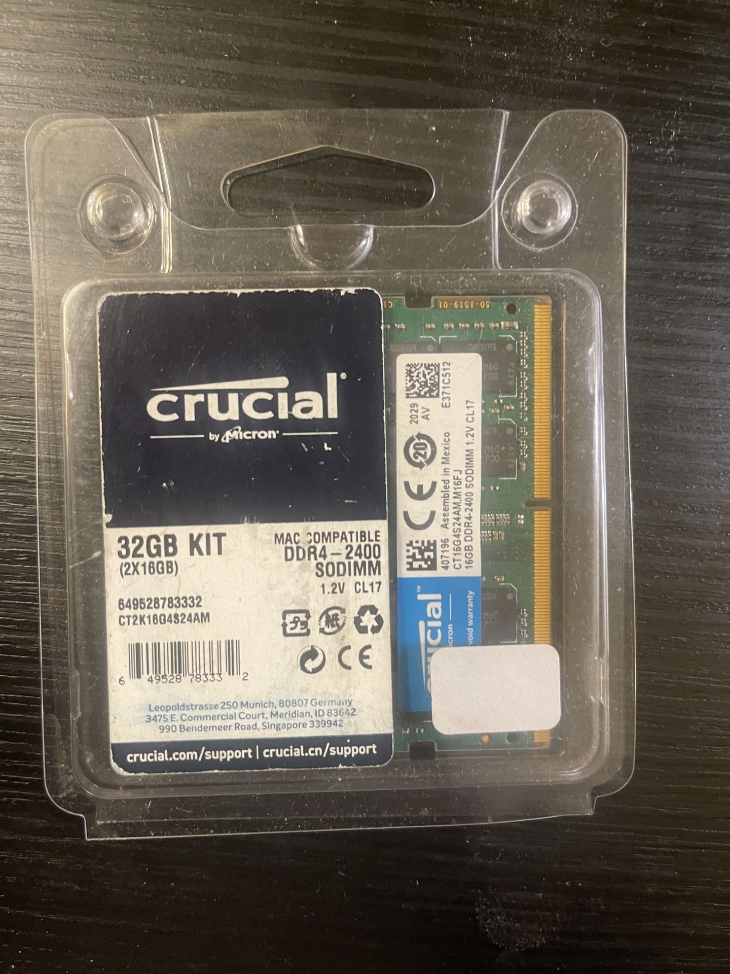 Crucial RAM 32GB Kit (2x16GB) DDR4 2400 MHz CL17 Memory for 2017 iMac And 2018 Mac Mini, Asking $34.99, Retail $80~