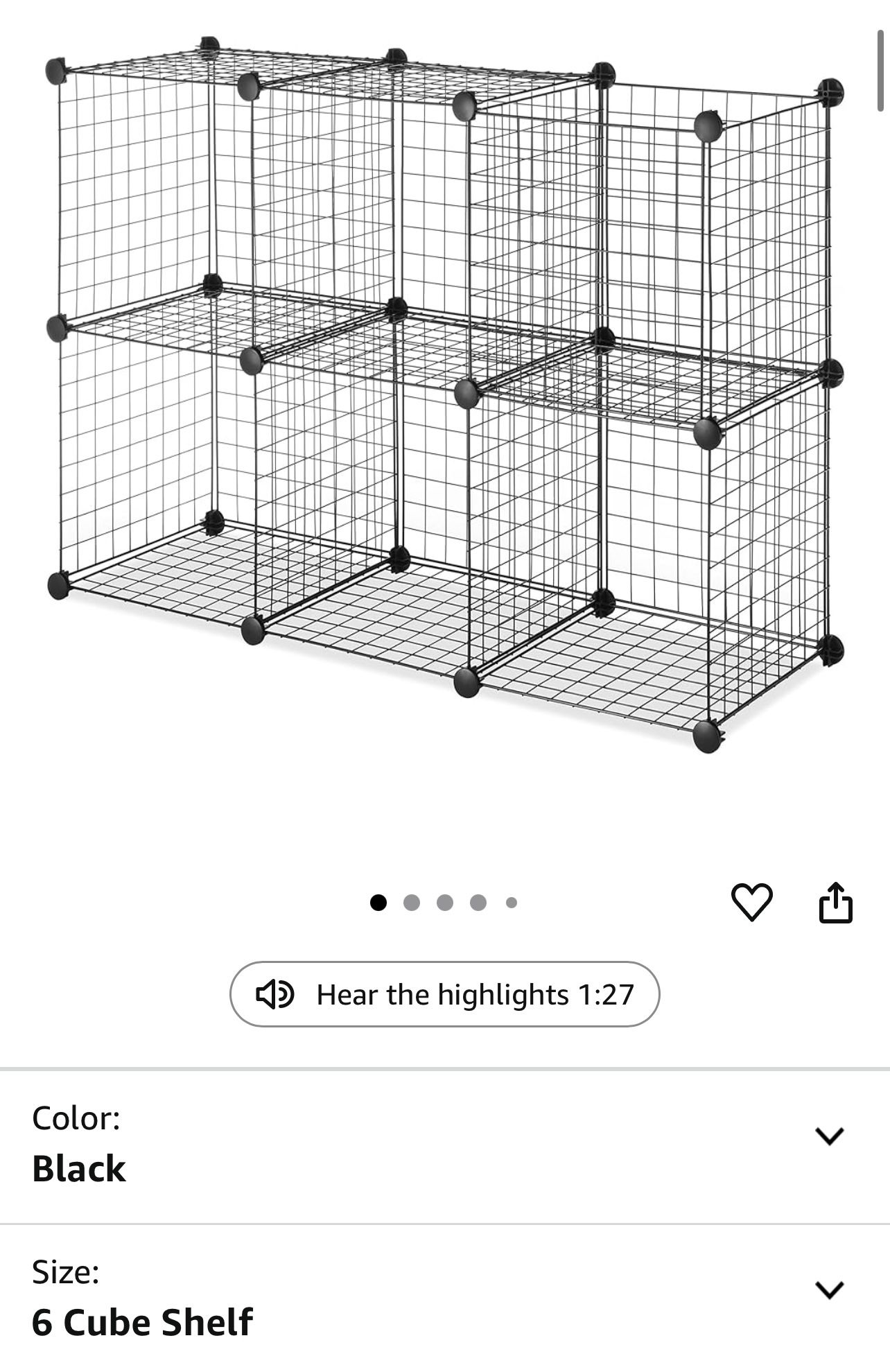 Black Cube Wire Storage Organizer