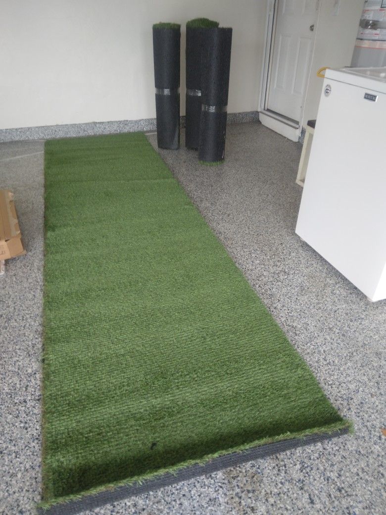 Four Rows Of Artificial Turf Grass