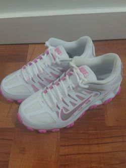 White and pink nike's