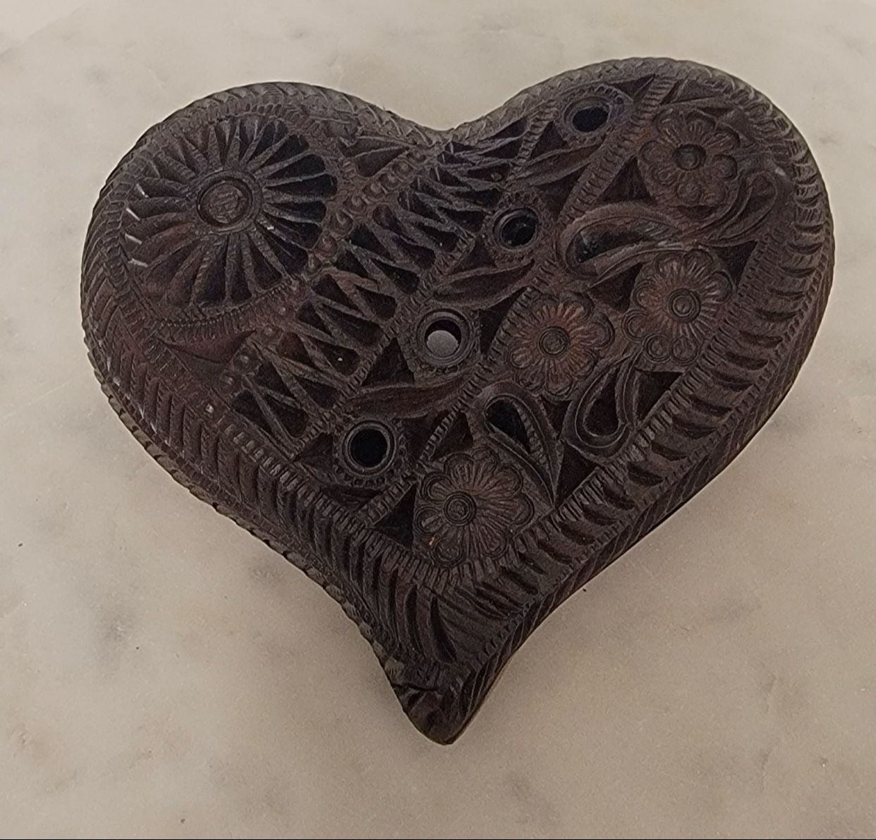Oaxacan Decorative Brown Heart Clay