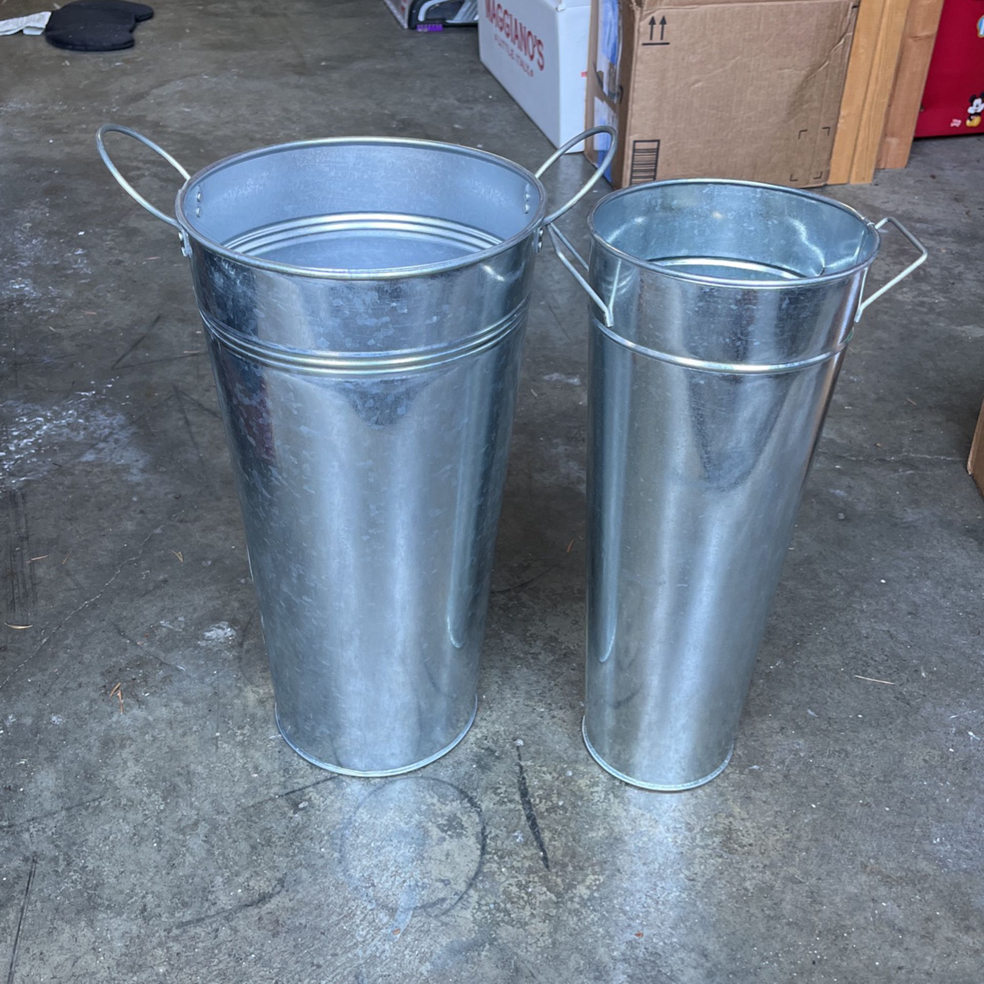Tall, Silver Metal Canisters For Fire Sparklers