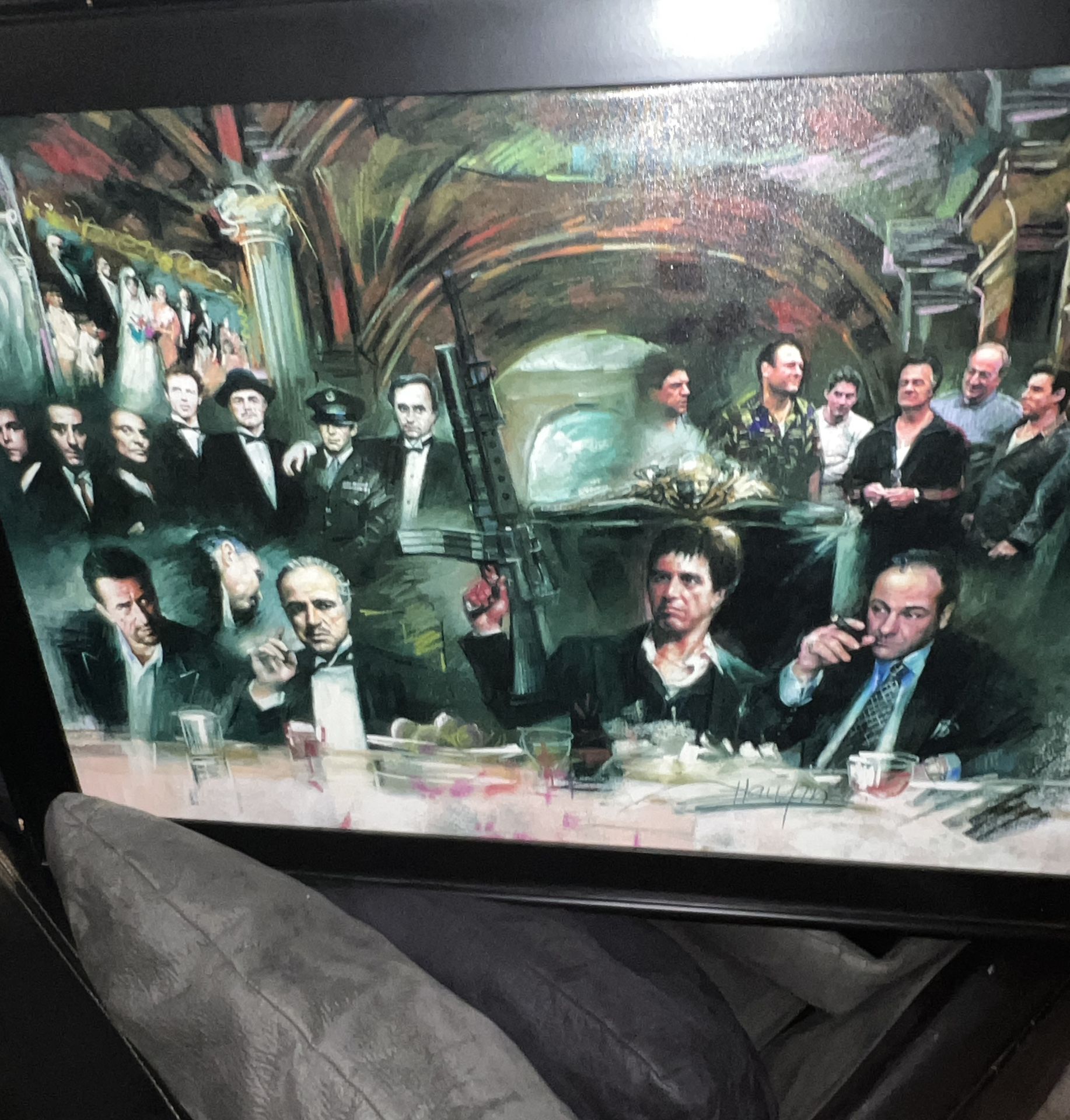 Italian Mafia canvas painting (Rare)