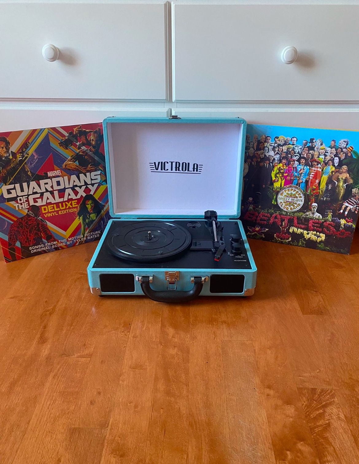 Victrola Portable Suitcase Record Player – with Built-in Speakers, Turquoise