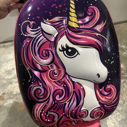 Unicorn Kids Scooter Carry-On Suitcase Ride-On Luggage + Masks & Earplugs
