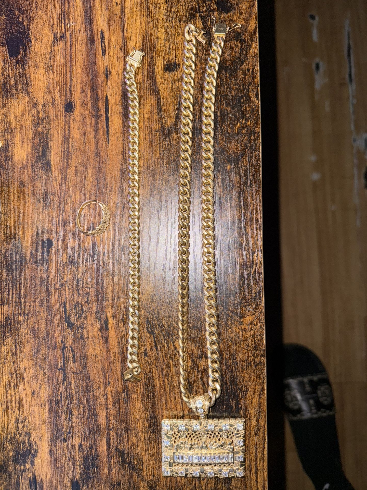 gold cuban bracelet & ring
