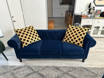 Blue Velvet Sofa Couch