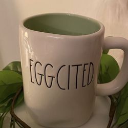 Rae Dunn EGGCITED Mug