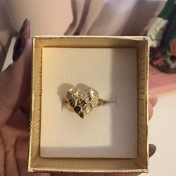 14k Gold Heart Nugget Ring 