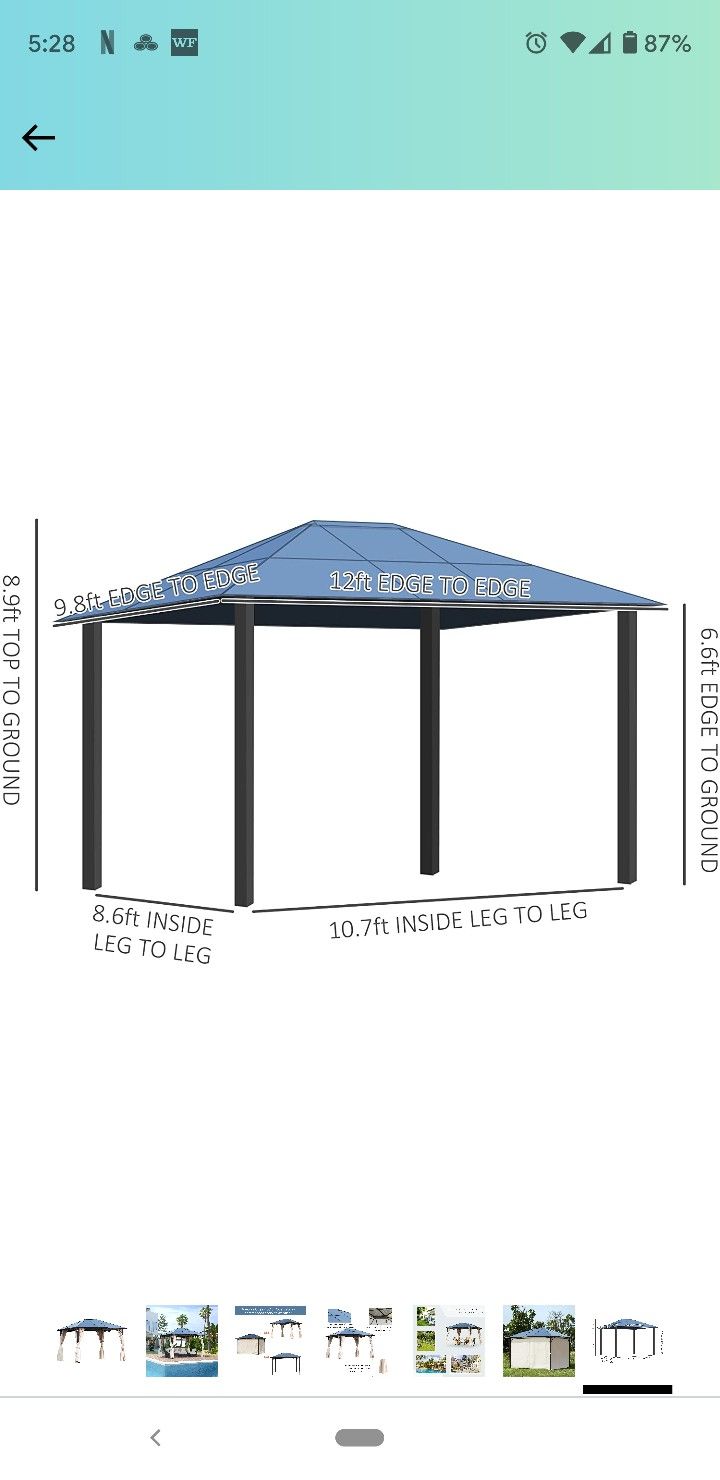 Outsunny 10' x 12' Outdoor Steel Frame Patio Gazebo with Twin-Wall Polycarbonate Hardtop Roof and Removable Curtains