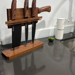 Organizador De Cuchillos Tallado En Madera 