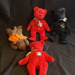 Ty Beanie Babies- Set Of 4- Mexican bears, Moose, The End Bear- LOTB