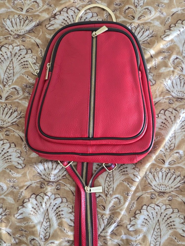 Valentina Red Leather Backpack