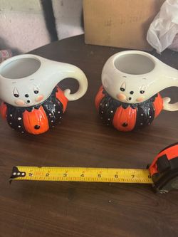 Johanna Parker  Halloween Ghost Ceramic Mugs Set of 2