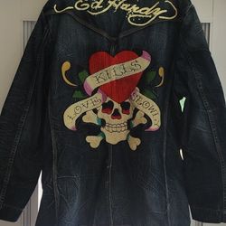 Ed HARDY jean Jacket Mens XXL