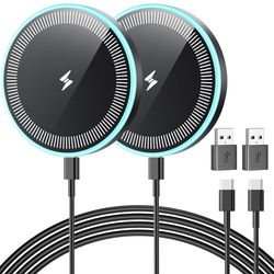 Wireless Charger 2Pack 6FT Samsung Magnetic Wireless Charger Fast Charging Pad with USB-C/A Ports for Samsung Galaxy S26 S25 Ultra/S24 FE/S23 Ultra/S2