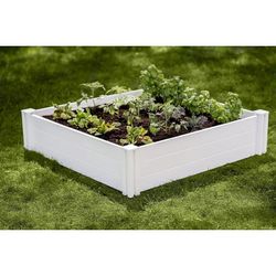 Vita Classic 4 ft x 4 ft x 11 in White Vinyl Raised Garden Bed Size 48” L x 48” W x 11”H (122.2 cm L x 122.2cm W x 27.9cm H) selected Size:48” L x 48”