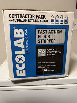 Ecolab Floor Stripper Case 4-Pack 4 Gal Makes 36 Gal NEW