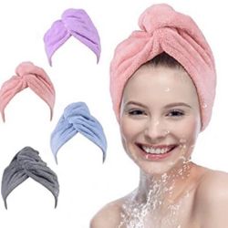 Brand New 4 Pack Hair Towels for Women, Microfiber Towel for Hair, Super Absorbent Microfiber Hair Towel, Quick-Dry Hair Drying Towel with But