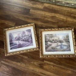 Vintage Villa Paintings 23.5x19.5in - SEE DESCRIPTION