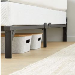 Full Bed Frame, 9-Leg Base for Box Spring and Mattress,  Tool-Free Easy Assembly, Black