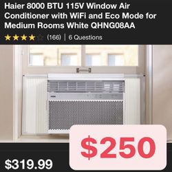 NEW 250-350 sqft Window Room Air Conditioner Haier 8000 BTU WiFi App Control White Eco AC Target