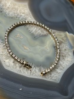 Sterling Silver Tennis Bracelet Overlay Gold