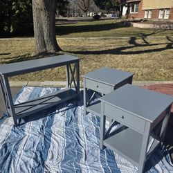 Pretty Pair of Nightstands Or End/ Side Tables with Drawers-  with Matching Console or Entry Table