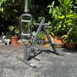  OLYMPIC  1  INCH  BICEP BAR & OLYMPIC PLATE RACK/TREE.  * * *. WILL SELL SEPARATELY * * " 