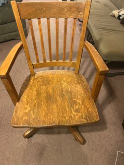 Antique oak bankers swivel chair $300