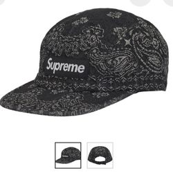 Supreme Bandana Jacquard Denim Camp Cap Black 