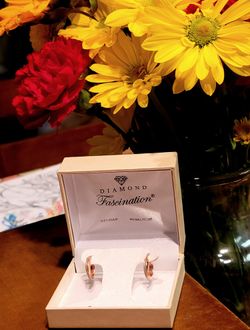 14k rose gold crushed diamond earrings