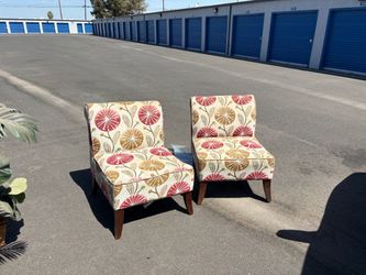 Pair of Floral Slipper Accent Chairs