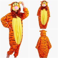 Tigger Winnie The Pooh Adult Unisex Costume 1 Piece (PJ's) Fleece Hooded Size XL