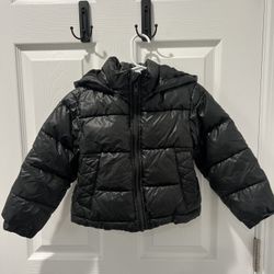 Little girls toddler black puffer jacket size XS (4/5) 