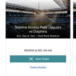 Jaguars Vs Dolphins Sideline Access Tickets 