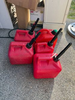 5 Red Gasoline Cans