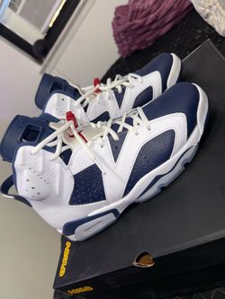 Air Jordan 6 Olympic White Navy Sneakers