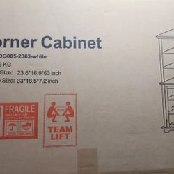 Brand: VANIRROR
Corner Cabinet, 23 x 63 Inches, Adjustable Shelves, Tempered Glass Doors, Kitchen Cabinet for Living Room...NEW OUT OF BOX AND ALREADY